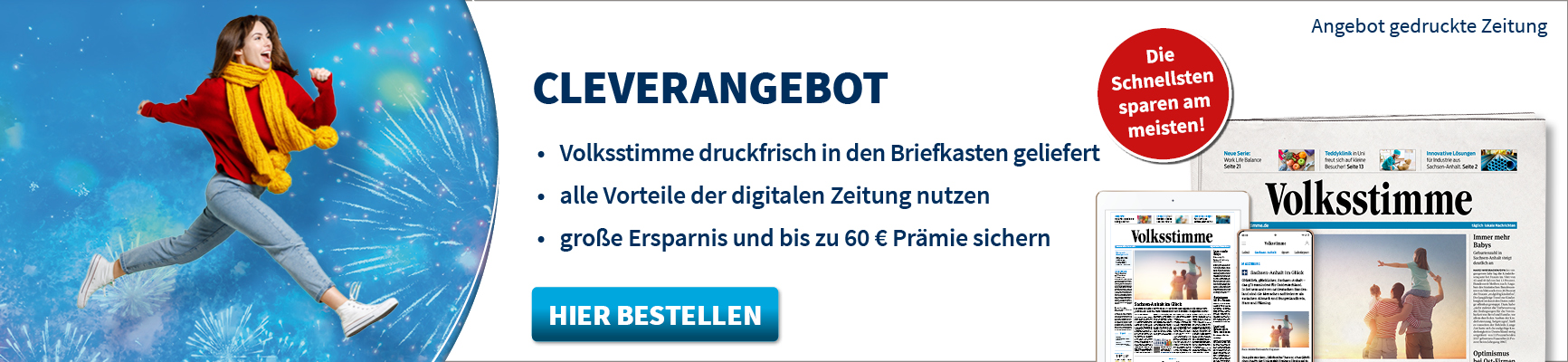Cleverabo: Volksstimme für 0,00 € bis Silvester