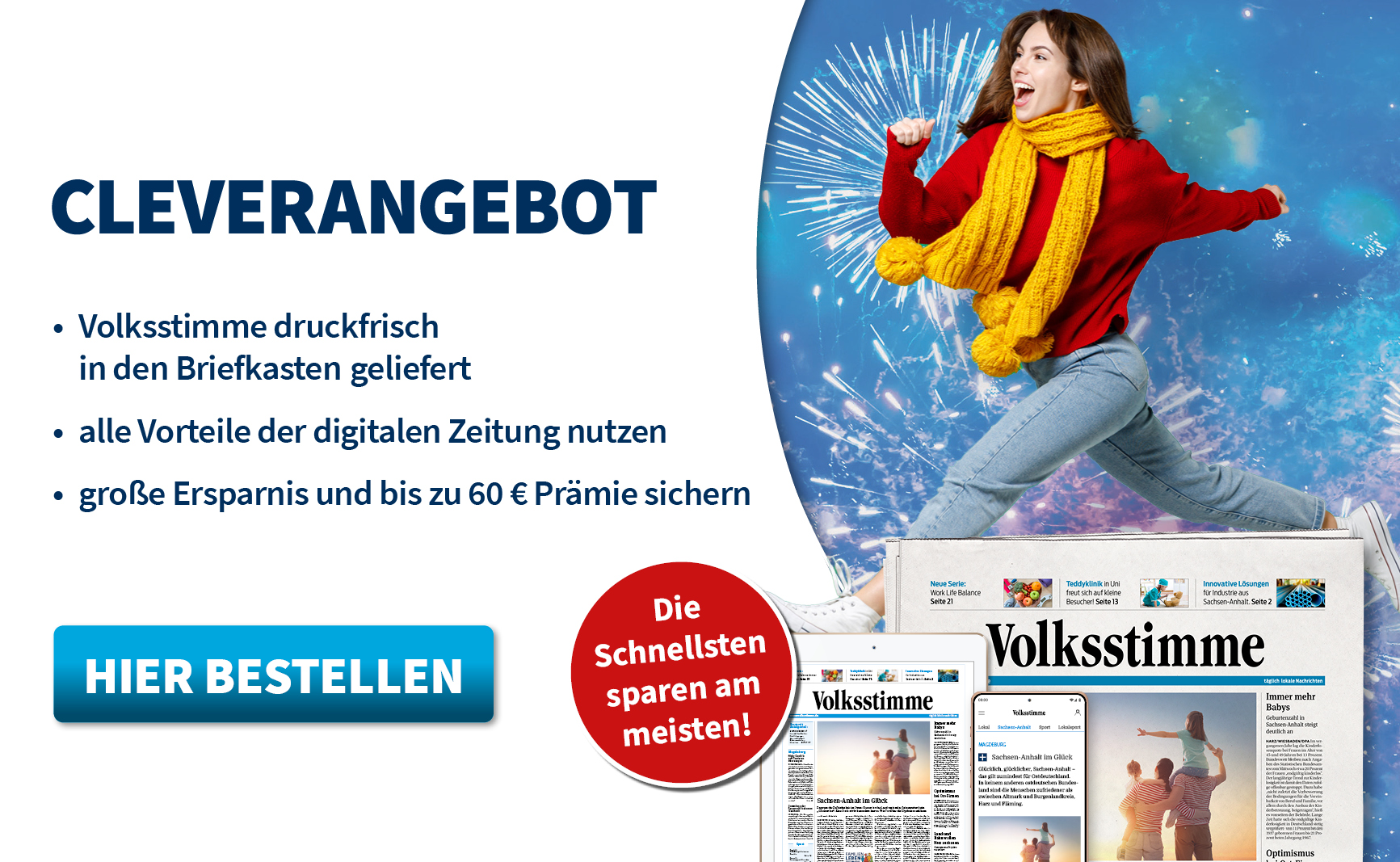 Cleverabo: Volksstimme für 0,00 € bis Silvester