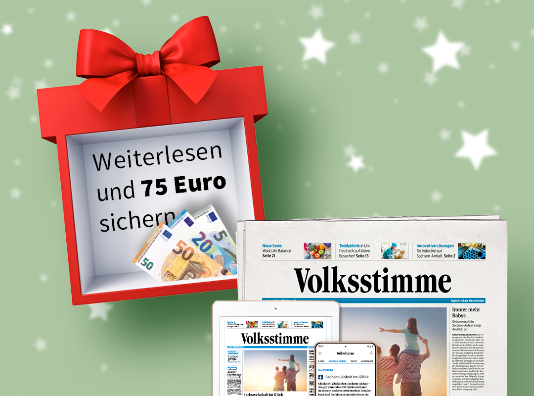 gedruckte und digitale Zeitung mit 75 Euro Geldprämie in Geschenkbox